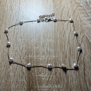 4️⃣for20 Boutique Princes Polly Golden White Hearts Beaded Chocker Necklace y2k